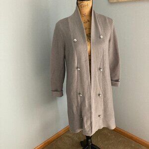 Jennifer Lopez Long Gray Open Sweater Women Size Large